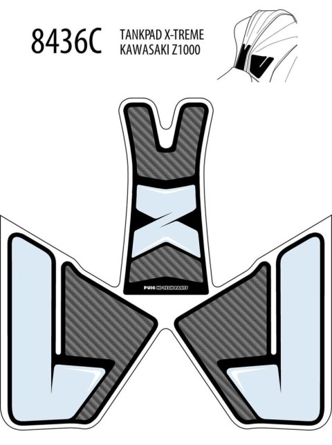 Tankpad PUIG Extreme do Kawasaki Z1000 14-19 (trzyczęściowy)