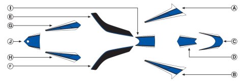 Zestaw naklejek PUIG do Yamaha T-Max 530 12-14 (niebieskie 7879)