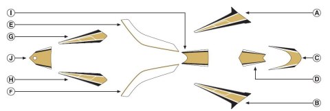 Zestaw naklejek PUIG do Yamaha T-Max 530 12-14 (złote 8422)