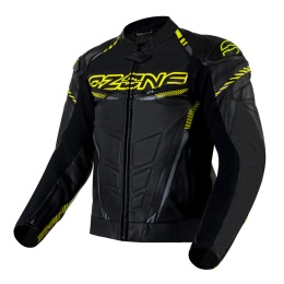 KURTKA SKÓRZANA OZONE RS600 BLACK/FLUO YELLOW 50