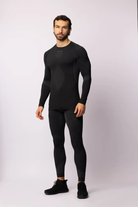 Spaio MĘSKIE LEGGINSY TERMOAKTYWNE CZARNO SZARE BREEZE