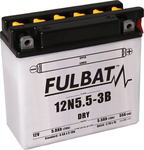 Akumulator FULBAT 12N5.5-3B (suchy, obsługowy, kwas w zestawie)
