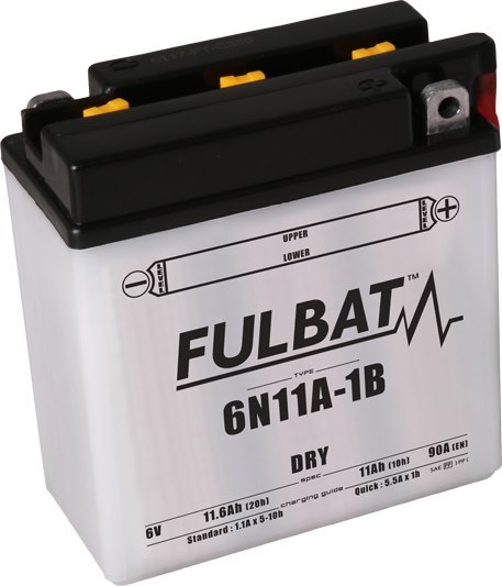 Akumulator FULBAT 6N11A-1B (suchy, obsługowy, kwas w zestawie)