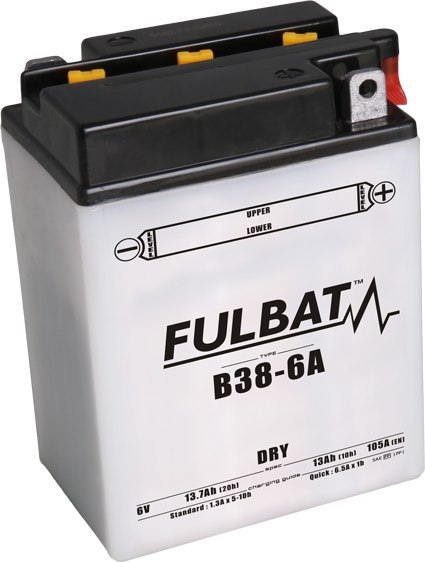 Akumulator FULBAT B38-6A (suchy, obsługowy, kwas w zestawie)