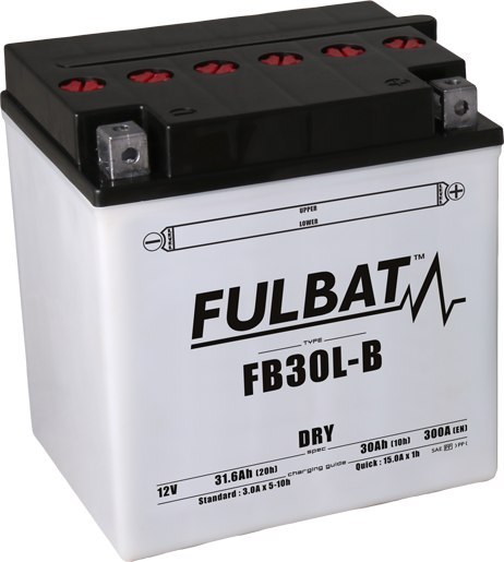 Akumulator FULBAT YB30L-B (suchy, obsługowy, kwas w zestawie)