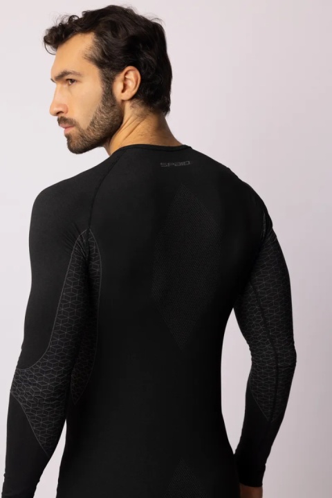 Spaio Męska koszulka termoaktywna z długim rękawem czarno szara Breeze M