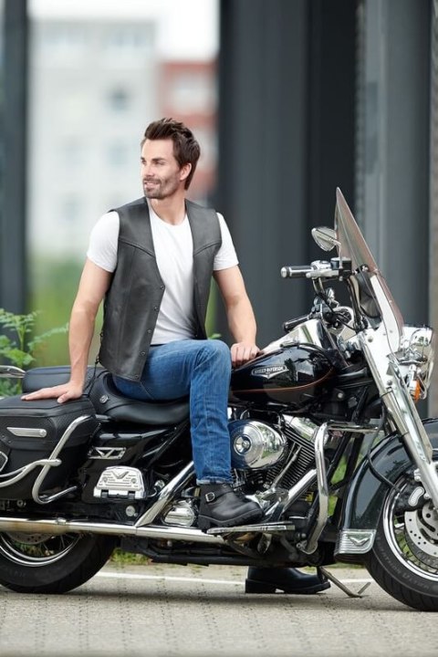 Kamizelka motocyklowa skórzana męska BUSE czarna 104690