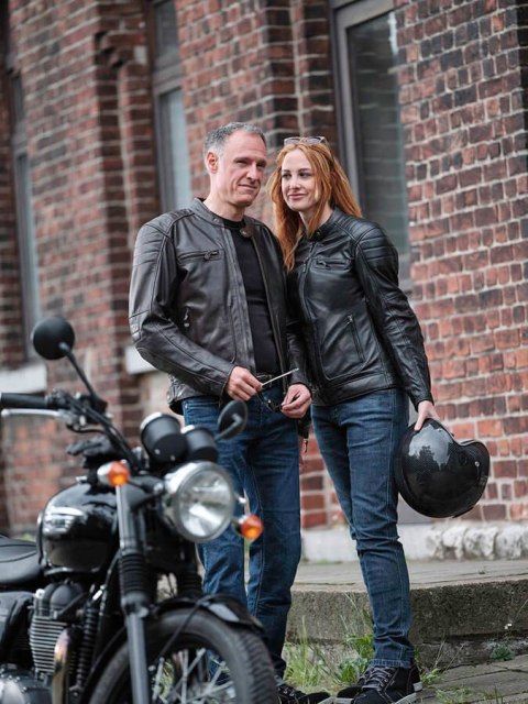 Kurtka motocyklowa skórzana damska BUSE Chester czarna 103460