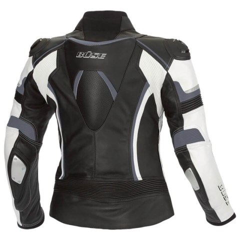 Kurtka motocyklowa skórzana damska BUSE Mille czarno-biała 102050