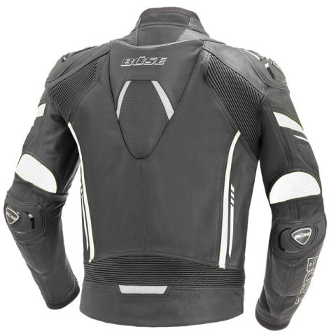 Kurtka motocyklowa skórzana męska BUSE Imola czarno-biała 102550