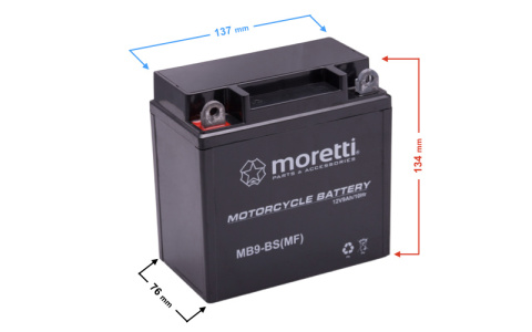 Akumulator Moretti 12V AGM (Gel) MB9-BS / 12N9-3B 12N9-BS