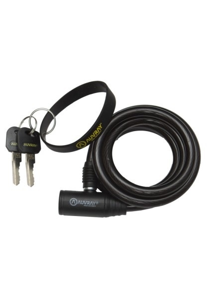 AUVRAY CITY linka spiralna 10mm z zamkiem - długość 150cm, średnica 10mm + bransoletka do kluczy AU
