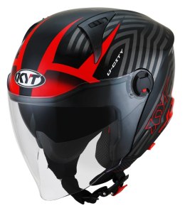 Kask Motocyklowy KYT D-CITY LUCENT czarny/czerwony ECE 22-06