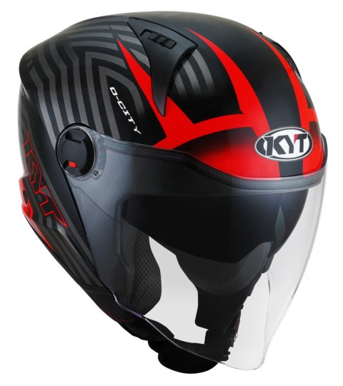 Kask Motocyklowy KYT D-CITY LUCENT czarny/czerwony ECE 22-06