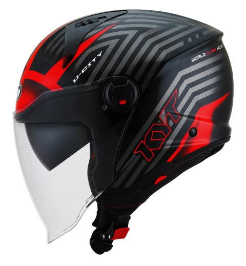 Kask Motocyklowy KYT D-CITY LUCENT czarny/czerwony ECE 22-06