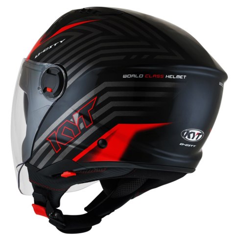 Kask Motocyklowy KYT D-CITY LUCENT czarny/czerwony ECE 22-06