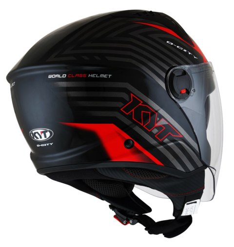 Kask Motocyklowy KYT D-CITY LUCENT czarny/czerwony ECE 22-06