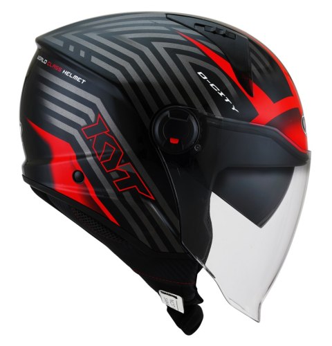 Kask Motocyklowy KYT D-CITY LUCENT czarny/czerwony ECE 22-06