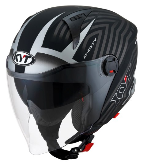 Kask Motocyklowy KYT D-CITY LUCENT matowy czarny/srebrny ECE 22-06