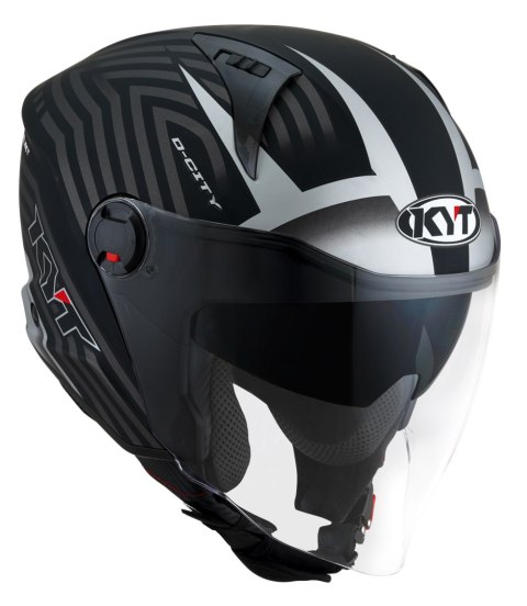 Kask Motocyklowy KYT D-CITY LUCENT matowy czarny/srebrny ECE 22-06