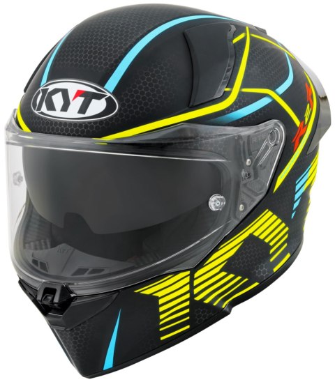 Kask Motocyklowy KYT R2R CONCEPT matowy czarny/żółty ECE 22-06