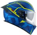 Kask Motocyklowy KYT R2R CONCEPT matowy niebieski/żółty ECE 22-06