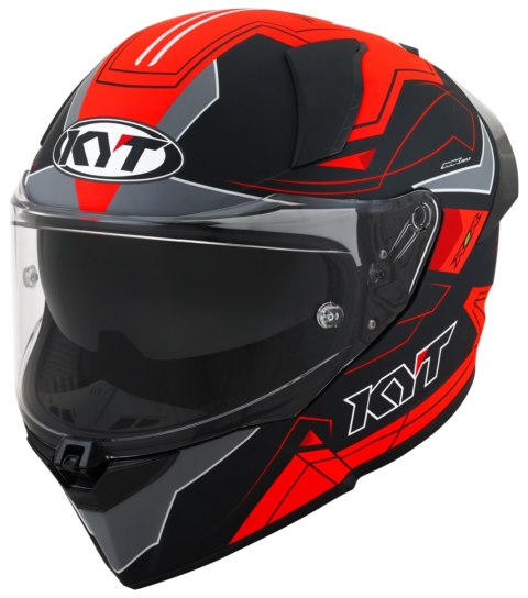 Kask Motocyklowy KYT R2R LED matowy czarny/czerwony ECE 22-06