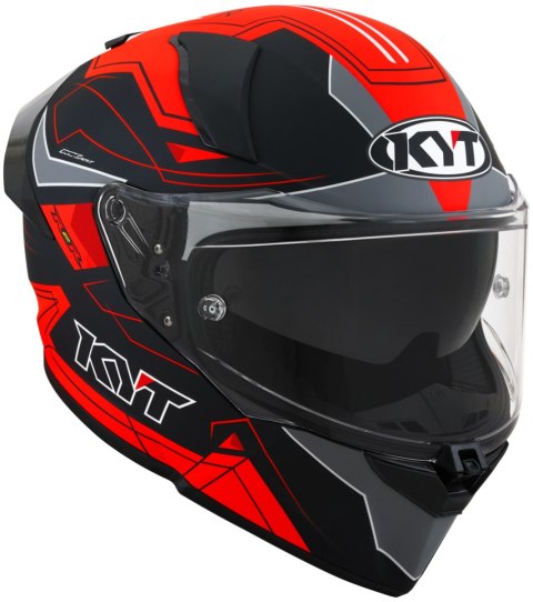 Kask Motocyklowy KYT R2R LED matowy czarny/czerwony ECE 22-06
