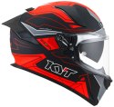 Kask Motocyklowy KYT R2R LED matowy czarny/czerwony ECE 22-06