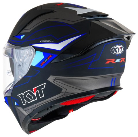 Kask Motocyklowy KYT R2R LED matowy czarny/niebieski ECE 22-06