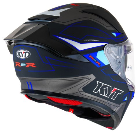 Kask Motocyklowy KYT R2R LED matowy czarny/niebieski ECE 22-06