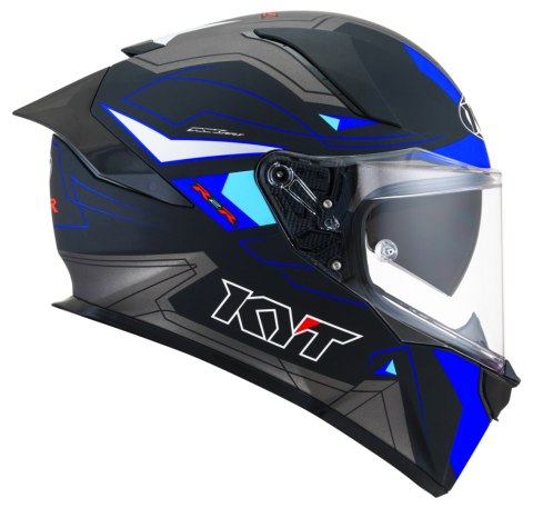 Kask Motocyklowy KYT R2R LED matowy czarny/niebieski ECE 22-06