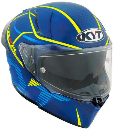 Kask Motocyklowy KYT R2R CONCEPT matowy niebieski/żółty ECE/ONU 22-06