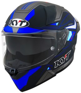 Kask Motocyklowy KYT R2R LED matowy czarny/niebieski ECE/ONU 22-06