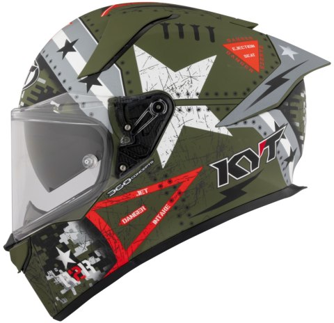 Kask Motocyklowy KYT R2R MAX ASSAULT matowy zielony wojskowy ECE/ONU 22-06