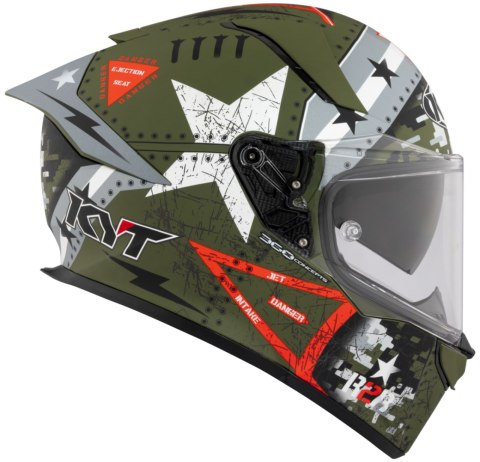 Kask Motocyklowy KYT R2R MAX ASSAULT matowy zielony wojskowy ECE/ONU 22-06