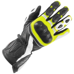 Rękawice motocyklowe BUSE Pit Lane czarno-biało-neonowe 12