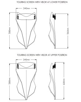 Szyba turystyczna PUIG do Benelli TRK 251 21-25 (z deflektorem)