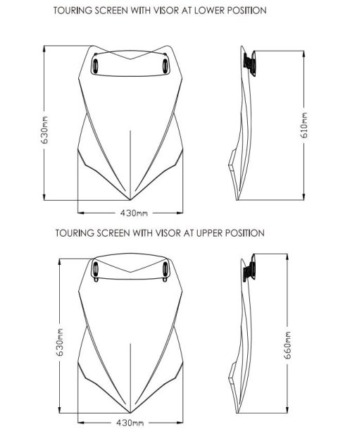 Szyba turystyczna PUIG do Ducati Multistrada V4 S 21-25 z deflektorem