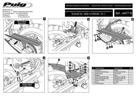 Błotnik tylny PUIG do Suzuki DL1000 / DL1050 V-Strom 14-25