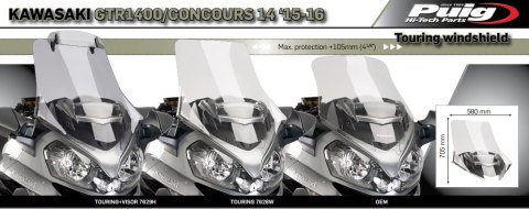 Szyba turystyczna PUIG do Kawasaki GTR1400 15-23 (z deflektorem)