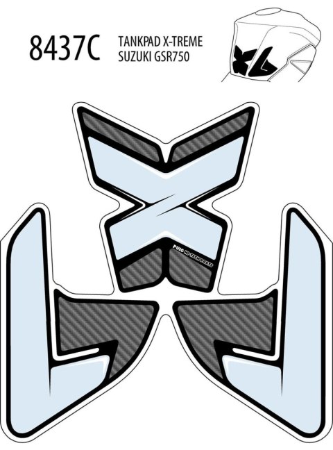 Tankpad PUIG Extreme do Suzuki GSR750 11-16 (trzyczęściowy)