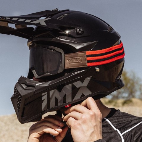 GOGLE IMX ENDURANCE RUST MATT BLACK /RED - SZYBA DARK SMOKE + CLEAR (2 SZYBY W ZESTAWIE)