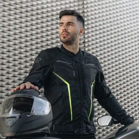 KURTKA MOTOCYKLOWA TEKSTYLNA OZONE DELTA 4 BLACK FLUO YELLOW XXL