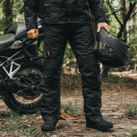 SPODNIE MOTOCYKLOWE TEKSTYLNE OZONE VULCAN BLACK (KRÓTKA NOGAWKA) 3XL