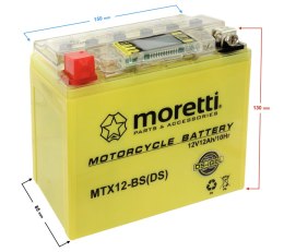 Akumulator Moretti AGM(I-Gel) MTX12-BS ze wskaźnikiem