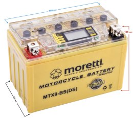 Akumulator Moretti AGM (I-Gel) MTX9-BS ze wskaźnikiem
