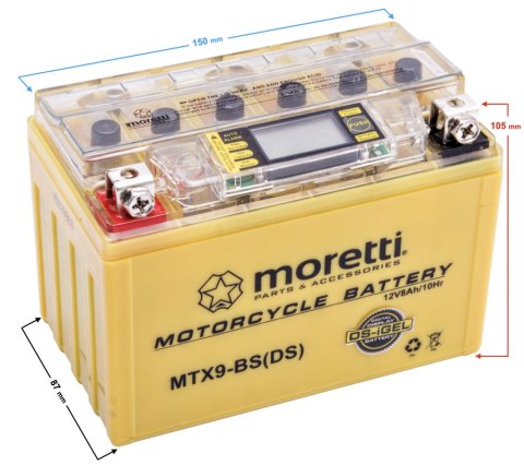 Akumulator Moretti AGM (I-Gel) MTX9-BS ze wskaźnikiem