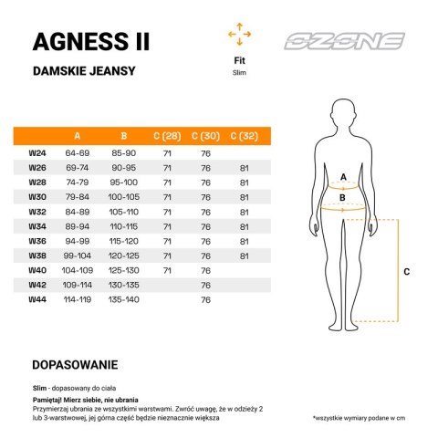 JEANSY MOTOCYKLOWE DAMSKIE OZONE AGNESS 2 BLUE 30/30
