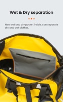 LOBOO Torba motocyklowa PVC żółta 66L (z kieszenią separacyjną na mokre rzeczy)